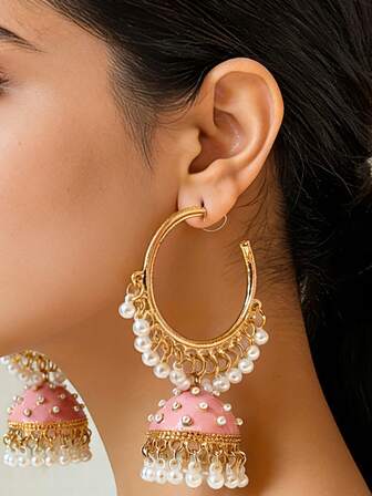 Fashionable Bohemian Style Bird Cage Pendant Earrings, Faux Pearl Tassel Earrings, Suitable For Women's Daily Wear, Parties, Weddings And Other Occasions