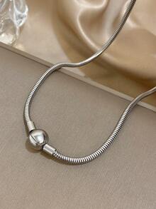 Shiny Gold Snake Bone Chain Choker With Bead Pendant - Exquisite And Sparkling Luster, Simple And Adjustable Design, Stylish And Versatile Everyday Casual Jewelry, ,Valentine's Day Gift - Multicolor - View 7