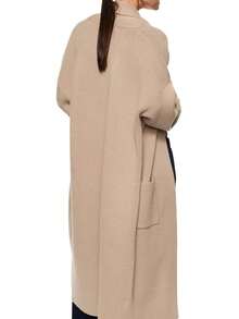 Womens Long Sleeve Maxi Cardigan Open Front Oversized Knitted Sweater Coat Casual Lapel Warm Overcoat With Pockets - Màu be - Xem 3