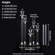 8pcs Acrylic 5 Arm Candle Holder,22.6'' Tall Candelabra Wedding Centerpieces For Tables,Clear Candlesticks Holder With Lampshade For Birthday Party Housewarming Gift Fireplace Dinner Decor - Trong suốt - Xem 2