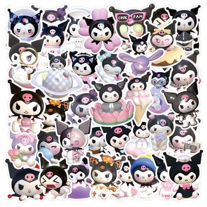SANRIO 50 pièces Autocollants visuels 3D   Graffiti pour casque, vélo, compte à main, trousse, décorations, fournitures de scrapbooking, papeterie amusante, autocollants pour ordinateur portable, Kindle, téléphone