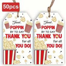 30/50 piezas Etiquetas de agradecimiento con diseño de palomitas de maíz, de papel 3D, sin necesidad de energía, adecuadas para maestros, apreciación de empleados, Acción de Gracias, recuerdos de fiesta, hogar y cocina - Multicolor - Ver 7