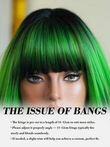 Peruci de păr verde lungi și ondulate naturale de 22 inch, cu evidențiere neagră și breton, peruci sintetice de înlocuire pentru petrecere, cosplay, festival, gata de utilizare