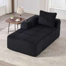 Comfortable Reclining Corduroy Sofa - No Assembly Required, Plush Sofa With Back Cushions, Side Storage Pocket For Remote Control And Mobile Phone, Built-In Cup Holder - Neat And Aesthetic. - 黑色 - 查看 8