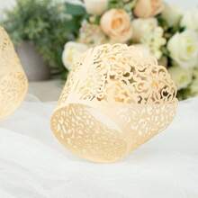 50 Pack 4" Mini Metallic Gold Butterfly Truffle Cup Dessert Liners Square Cupcake Tray Wrappers 225GSM Party Baking Supplies - Ngà voi - Xem 2