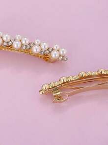 4 chiếc kẹp tóc lò xo đính đá và ngọc trai giả, thích hợp sử dụng hàng ngày, kẹp càng cua, kẹp tóc cài, kẹp tóc cài đầu, phụ kiện tóc, phụ kiện tóc cho nữ, ghim cài tóc - Nhiều màu - Xem 3