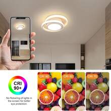 Small Modern LED Ceiling Light,2 Rings Creative Design Ceiling Lamp Black Indoor Hallway Light Fixtures For Living Room Bedroom Kitchen Office(Cool/Warm/Natural Color) Christmas Lighting, Christmas Decorations, Christmas Gifts, Valentine's Day And New Year Gifts - 白色 - 查看 5