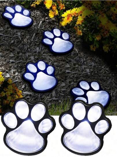 4pcs Solar Powered Dog Paw LED Lights, Paw Print Shaped Solar Outdoor Lights With Smart Sensor, Suitable For Pets Like Cats And Dogs, Can Be Used For Garden Paths And Landscape Lighting, Warm White/White LED, Cute Paw Print Design, Suitable For Pet Lovers Outdoor Decor And Lighting (2 Styles Available), Can Be Used For Pathways, Lawns, Yards, Patios, Etc., Also Suitable As Mother's Day, Graduation, Fall, Christmas Decor, Home Decor Gifts