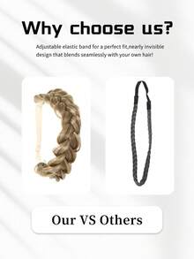 1pc Black, Gold, Brown, Dark Brown Handmade Braided Wig Headband, Suitable For Women And Girls, Synthetic Braided Hair Extensions, Elastic Headband With Adjustable Waistband, Braided Headband, Suitable For Daily Wear, Parties And Special Occasions. - Multicolor - View 5