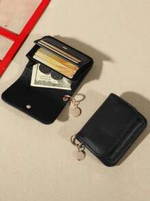 Women's PU Material Wallet, Card Slot Coin Purse, Top Grain Leather Short Wallet, Perfect Gift For Women, With One Large Bill Compartment - Multicolor - View 6