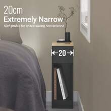 SoBuy FBT111-SCHx2 Nightstand 2-Piece Set With Drawer For Box Spring Bed, Sofa Table, 2 Pieces, Narrow Side Table, Telephone Table, Nightstand, Bedside Table, Black, WDH Approx.: 20x60x35cm - Black B20 X T35 X H60 cm - View 6