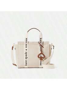 Túi xách Kate Spade Plenty thời trang, chất liệu vải canvas và da, kiểu dáng đeo chéo, dành cho nữ, túi đeo vai nhỏ, túi xách tay. - Màu be - Xem 1