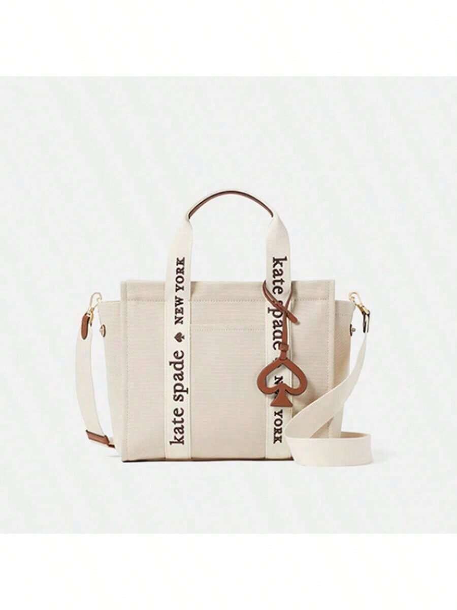 Túi xách Kate Spade Plenty thời trang, chất liệu vải canvas và da, kiểu dáng đeo chéo, dành cho nữ, túi đeo vai nhỏ, túi xách tay. - Màu be - Xem 1