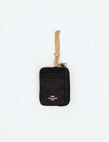 Coach Mini Zip Card Case 8 RFID Credit Card Holder, Small PVC Leather Zipper Card Case Wallet - 深棕色 - 查看 8