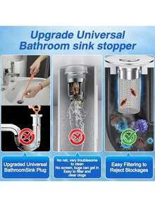 2-Pack Pop-Up Bathroom Sink Drain Strainer With Removable Stainless Steel Filter Basket - Universal Sink Stopper For Bathroom & Kitchen Basins - 銀色 - 查看 2