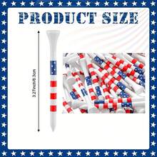 50/100pcs American Flag Design Golf Ball Tees, Bamboo Patriotic Golf Tees, US Flag Golf Tees, Reduce Side Spin And Friction, Suitable For Men And Women Golfers - Red and White - View 10