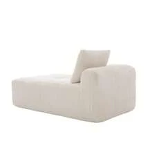 Comfortable Reclining Corduroy Sofa - No Assembly Required, Plush Sofa With Back Cushions, Side Storage Pocket For Remote Control And Mobile Phone, Built-In Cup Holder - Neat And Aesthetic. - 米色 - 查看 5