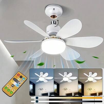 Ventilador de teto com 6 pás e luz LED. Funcionamento silencioso, controle remoto, economia de energia, soquete E27, fácil instalação.Ventilador de teto com controle remoto, que combina iluminação e velocidade ajustável, altamente eficiente e econômico em termos de energia.Ventilador de teto moderno e minimalista com luminária. Ventilador de teto com luz integrada. Ventilador de teto com LED.