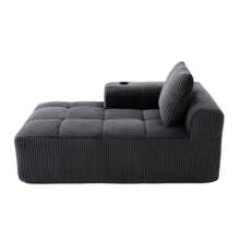 Comfortable Reclining Corduroy Sofa - No Assembly Required, Plush Sofa With Back Cushions, Side Storage Pocket For Remote Control And Mobile Phone, Built-In Cup Holder - Neat And Aesthetic. - 深灰色 - 查看 2