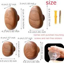 XGYGancos de Madera para Aigos 4  ooks Percero de Madera Ganco de Madera de Un Cono Montado En Pared Percero de Pared Rústico para Sala de Estar Aigos Colgantes Soreros - Se muestra - Ver 2