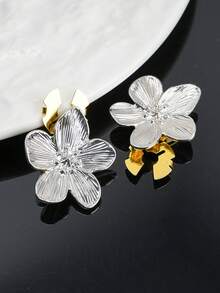 两件套纽扣套装，金属花卉袖扣，适用于衬衫、西装和连衣裙。男女皆宜的奢华领夹，可爱优雅的纽扣套装，日常服装配饰，时尚衬衫装饰纽扣盒，无需缝纫，3秒即可固定袖扣，情人节礼物，生日礼物 - A - 查看 3