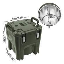 ZHFEISY 20L/21Qt Insulated Food Carrier, Stainless Steel Thermal Bucket On 4 Wheels, 15.4" Stackable Airtight Container For Hot/Cold Food, Camping, Catering, Green - default - View 2