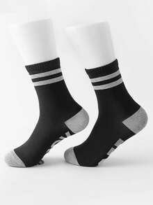 2 Pairs Of Fashionable Versatile Color Matching Foot Letters Socks Street Parallel Bars Breathable Comfortable Four Seasons Unisex Casual Tube Socks, Suitable For Daily Home, Street, Outdoor And So On - Multicolor - View 7