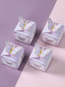 20 Stücke rosa Schmetterling-Stil Mini Geschenkboxen, Blumen, Krone, Schmetterling Muster, Baby Shower, Geburtstag, Hochzeitsfeier, Feiertage, Schulanfang, Bridal-Shower, Geschlechtsoffenbarung, Papier Geschenkverpackung - Schmetterling Dekor Geschenkboxen für besondere Anlässe - Verschiedenfarbig - Übersicht 5