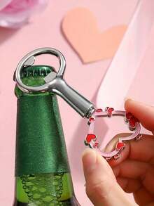 1个创意心形开瓶器，情人节小礼物，生日派对啤酒开瓶器，锌合金材质 - 彩色 - 查看 3