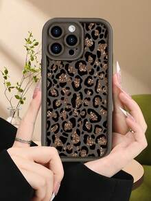 Funda de teléfono minimalista y gruesa a prueba de caídas, diseño con estampado de leopardo en tono dorado brillante, look elegante y moderno, protección para cámara, ideal para mujeres, regalo perfecto para ocasiones especiales, compatible con Apple 17/16/15/14/13/12/11/Pro/ProMax,compatible con Galaxy A34/A35/A54/A55,Galaxy S20/S21/S22/S23/S24/S25 Ultra/Plus,compatible con Moto/Galaxy/Redmi/Honor/OPPO Soft - Marrón - Ver 4