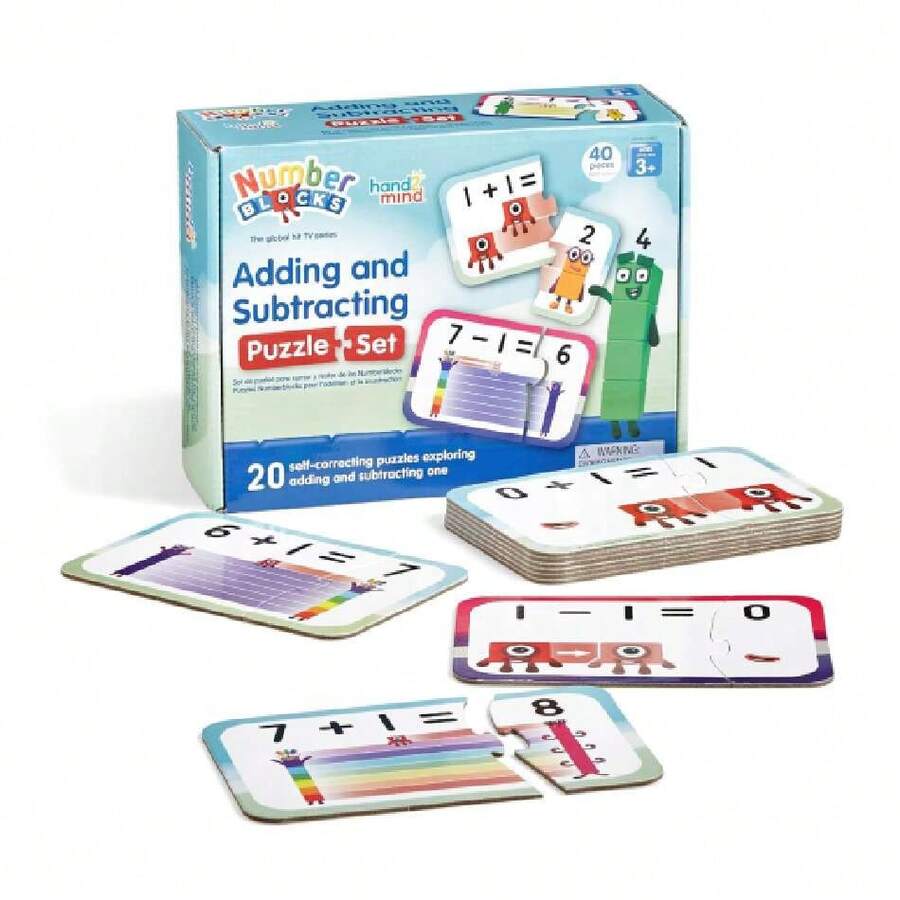 hand2mind Numberblocks Adding and Subtracting Puzzle Set, Juegos de Suma y Resta, Puzzle Numérico, Juegos Matemáticos para Niños, Juguetes Educativos, Actividades de Aprendizaje Preescolar,37324462 - Multicolor - Ver 1