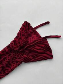 Women Sexy Backless Sheer Leopard Print Long Sleeve Bodycon Maxi Dress For Party Club Night Out New Year Valentines Day - 酒紅色 - 查看 9