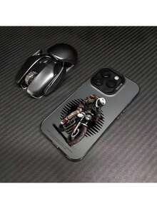 Custodia per telefono da motociclista cool, compatibile con modelli 17, 16, 15, 14, 13, 12 Pro Max, con pulsante in metallo argento elettroplaccato, cover compatibile con i modelli 17 Pro, 17 Pro Max, 17 - Z3 - Visualizzare 5