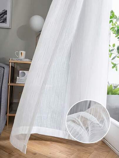 2pcs White Striped Sheer Curtains, Lightweight Voile Curtains For Sliding Glass Doors, Patio Doors, Windows, Decoration For Living Room, Bedroom
