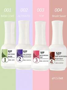 1/3/4pcs 20ml Gel Dipping Powder Manicure Kit, Includes Base Coat, Sealant, Activator And Basic Materials For Steps 1-3, Suitable For Dip Powder, Crystal Nail And Acrylic Press-On Nails - Multicolor - View 12