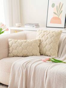 1pc/2pcs Soft Plush Heart Shaped Pillow Cover, Suitable For Living Room, Bedroom, Wedding, Party, Valentine's Day, All Season - Pink - View 12