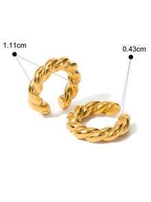 2 pezzi Orecchini a cerchio aperto a forma di C in lega, minimalisti e alla moda per le donne - Dorato - Visualizzare 5