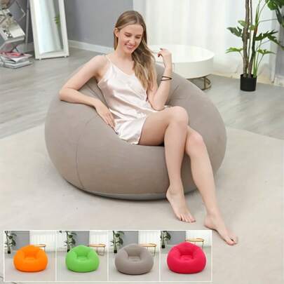 1pc Portable Inflatable Outdoor Leisure Chair. Soft And Comfortable Ball-Shaped Slouchy Sofa Chair | Breathable PVC, Ergonomic Design, Modern Seat, Lightweight Structure, Compact Seat, Foldable Inflatable Outdoor Leisure Recliner Sofa, Suitable For Living Room, Balcony, Camping, Picnic, Outdoor Seat, Camping Chair, Ball-Shaped Design, Compact Furniture, Easy To Carry, Durable Material, Foldable Sofa, Traveler, Camper