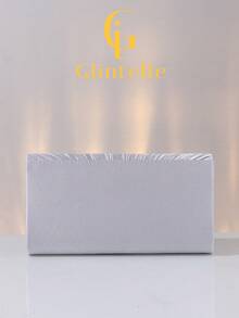 Glintelle 1pc Silver Fashion Korean Style Women's Metal Edged Elegant Evening Bag With Magnetic Closure, Shoulder Bag & Clutch - Silver - View 7