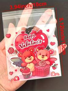 Valentinstag Fröhlicher Bär Muster Geschenkverpackungstüten, Valentinstag Party Verpackungstüten, Rotes Herz und Bär Muster Transparente selbstklebende Tüten, Vier-in-Eins gemischte Verpackung - Geeignet für verschiedene kleine Geschenkverpackungen am Valentinstag, Vier Muster werden zufällig ausgewählt. Valentinstag, Valentinsgeschenk, Geschenk für Männer, Geschenk für Frauen - Verschiedenfarbig - Übersicht 9