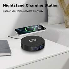 Digital Alarm Clocks For Bedrooms - Multifunction Desktop Clock Wireless Charger Dock Station Compatible With IPhone 17 16 15 14 13 12 Pro Max Plus Mini X XS XR 8, Compatible With Samsung Galaxy S25 S24 S23 S22 S20, Compatible With Airpods Galaxy Buds - Multicolor - View 7