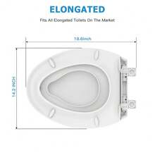 Asiento de inodoro de 19'', con bisagras de liberación rápida y herrajes de fijación rápida, acolchado cómodo, material PP, fácil de limpiar, cierre lento, absorción magnética - Blanco - Ver 8