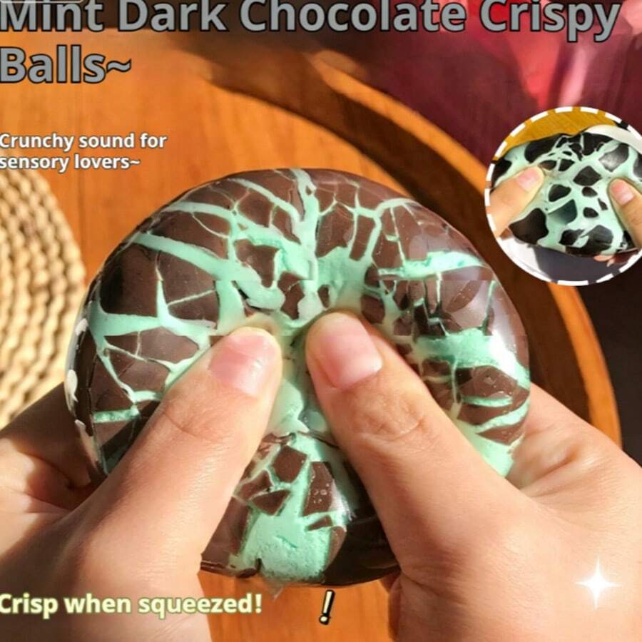 手工薄荷黑巧克力脆壳软糖球 - 超级柔软酥脆，触感舒适，可缓解压力，适合作为各种场合的礼物 - 彩色 - 查看 1