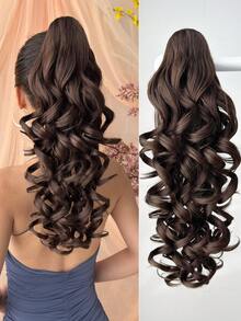 爪形马尾假发片，黑色、棕色、灰色渐变多色可选，18英寸深波浪耐热纤维合成马尾假发，适合女性在圣诞节、万圣节、音乐节、派对和日常使用。 - 拼色 - 查看 20
