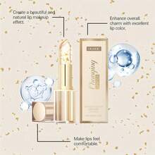 Transferproof Color Changing Lipstick, Long Lasting 24H Moisturizing Glossy Lip Gloss, Gold Crystal PH Lipstick That Changes Color, Clear To Pink, Women's Gift For Holiday & Birthday (1pc) - GTL-A - Xem 8