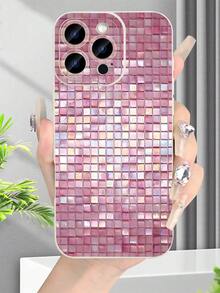 Funda de teléfono con patrón de mosaico para iPhone y , cubierta trasera brillante y elegante para adolescentes, niñas, uso diario y fiestas - Blanco - Ver 7