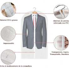 10 Pzs Protector de Ropa Colgante, Fundas Ropa Transparente con Cremallera Completa Antiestático, Anti-Polvo y Transpirable, Reutilizable Portátil Bolsa de Ropa para Trajes, Chaquetas, Faldas,37365550 - Multicolor - Ver 6