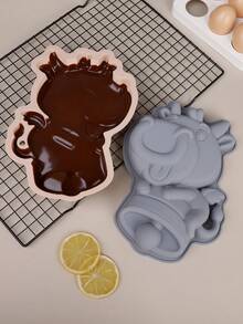 1 pieza Molde de silicona con forma de vaca para pasteles, herramienta de hornear, molde de pastel con forma de vaca de dibujos animados, molde para pasteles, molde para mousse, utensilios de cocina para hornear, molde para mousse de chocolate, gelatina y cera - Multicolor - Ver 5