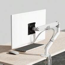 VESA 75/100mm Adjustable Monitor Stand With 180° Tilt And 360° Swivel, Made Of Sturdy Steel With Gas Spring Technology And Cable Management, Single Monitor Arm Desk Mount Clamp, Designed For Home Office Use, Office Desk Accessory, Computer Screen Riser - Multicolor - View 12