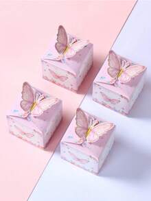 20 Stücke rosa Schmetterling-Stil Mini Geschenkboxen, Blumen, Krone, Schmetterling Muster, Baby Shower, Geburtstag, Hochzeitsfeier, Feiertage, Schulanfang, Bridal-Shower, Geschlechtsoffenbarung, Papier Geschenkverpackung - Schmetterling Dekor Geschenkboxen für besondere Anlässe - Verschiedenfarbig - Übersicht 8